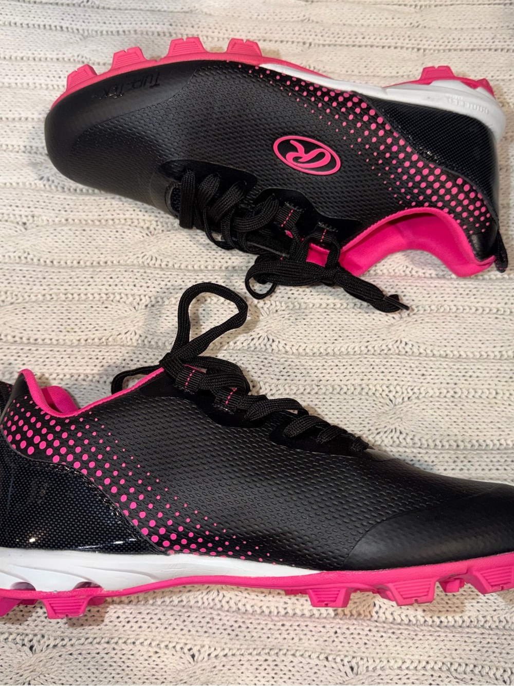 Rawlings Kids Black and Pink Turf Cleats